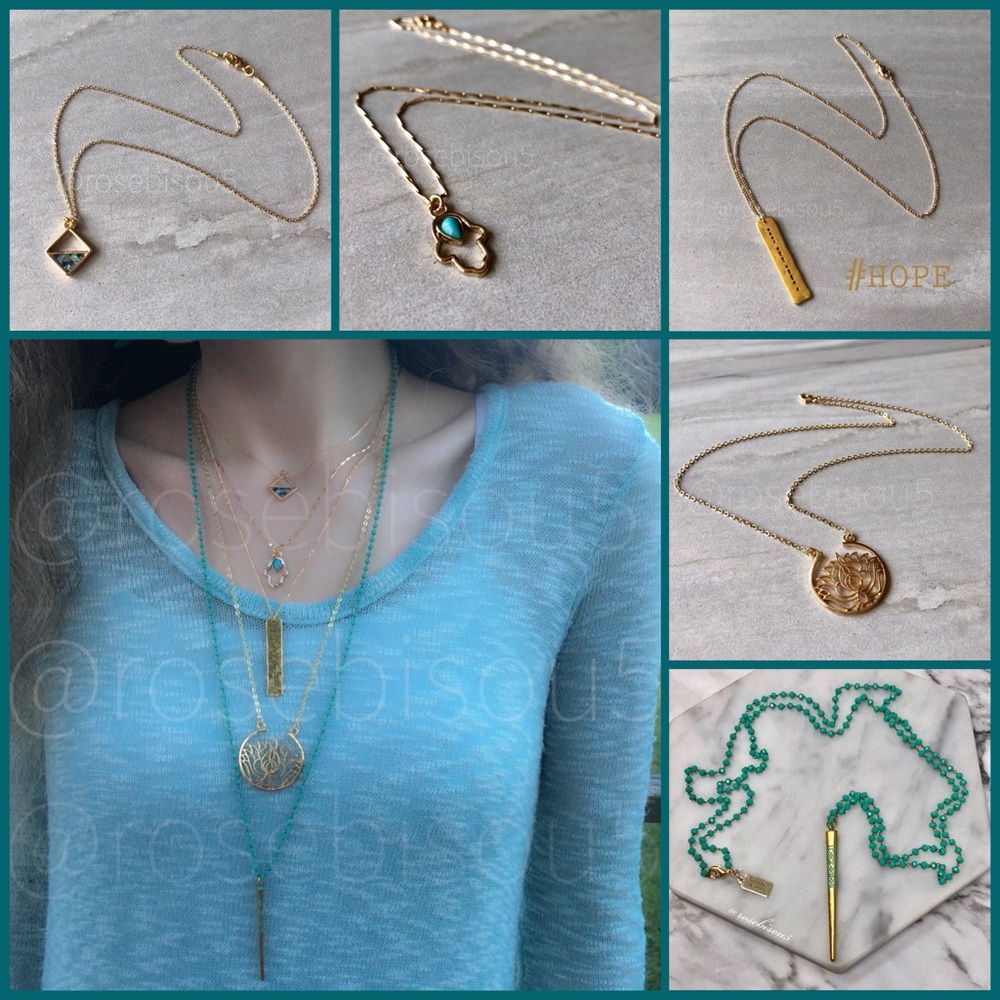 {✨E+L🌙} 14K Gold Boho Pendant + Glass Bead Chain - Picture 2 of 8